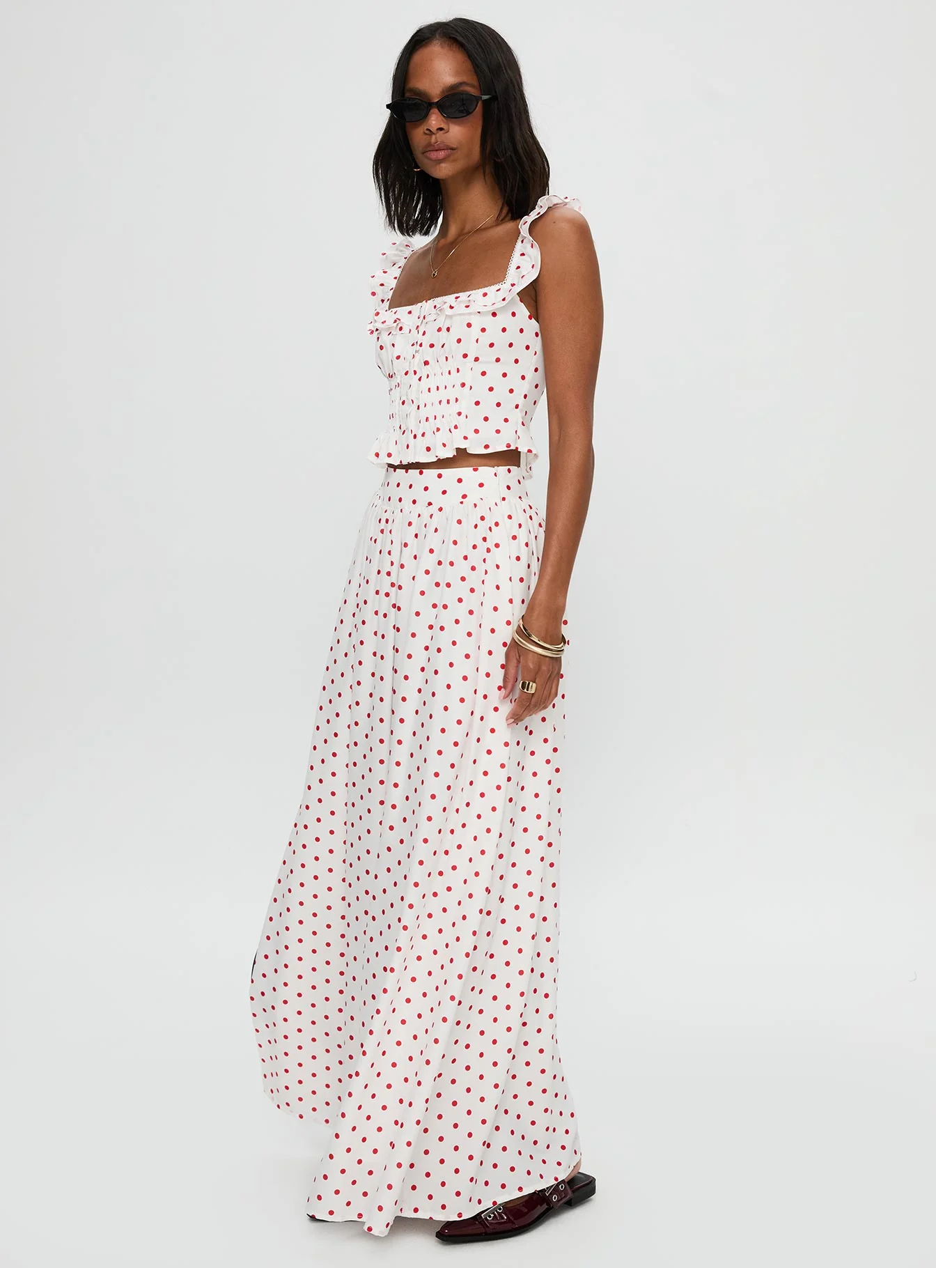 Valerio Maxi Skirt White / Red