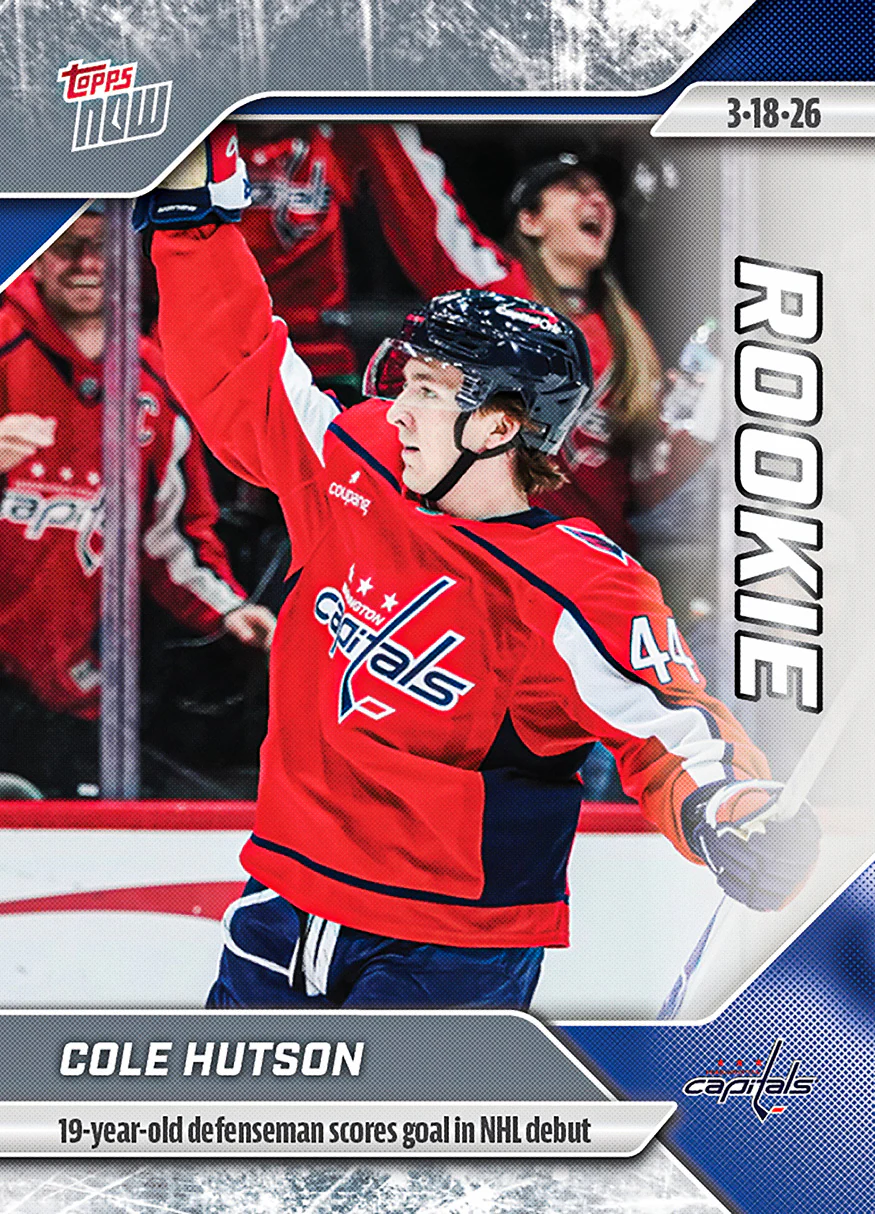 Cole Hutson - 2025-26 NHL Topps NOW® - Sticker # 125 Pack - PR:1190