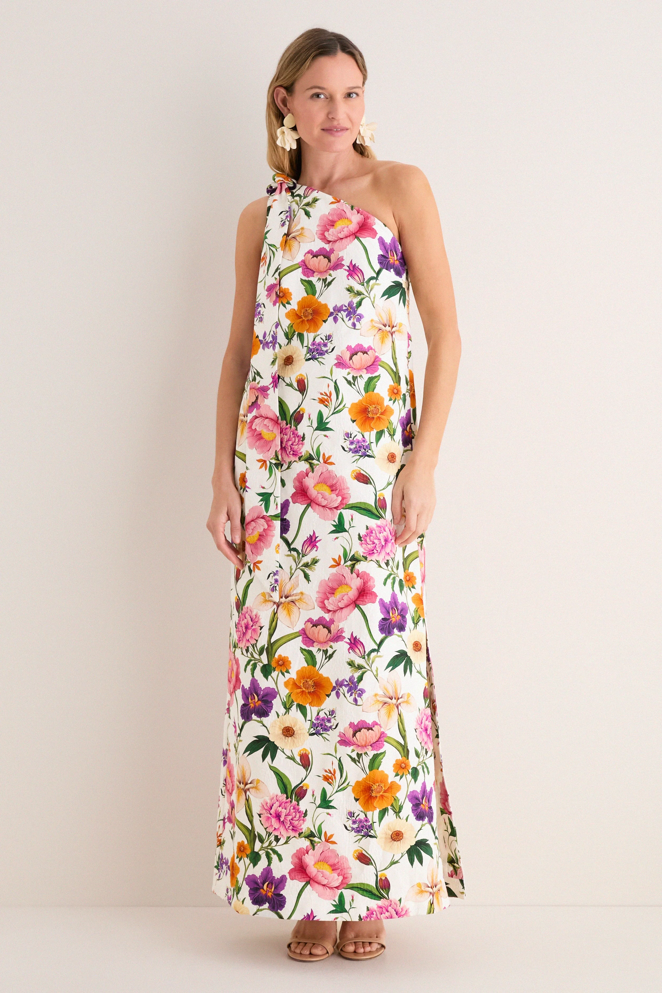 Floral Candy Jacquard One Shoulder Lani Dress
