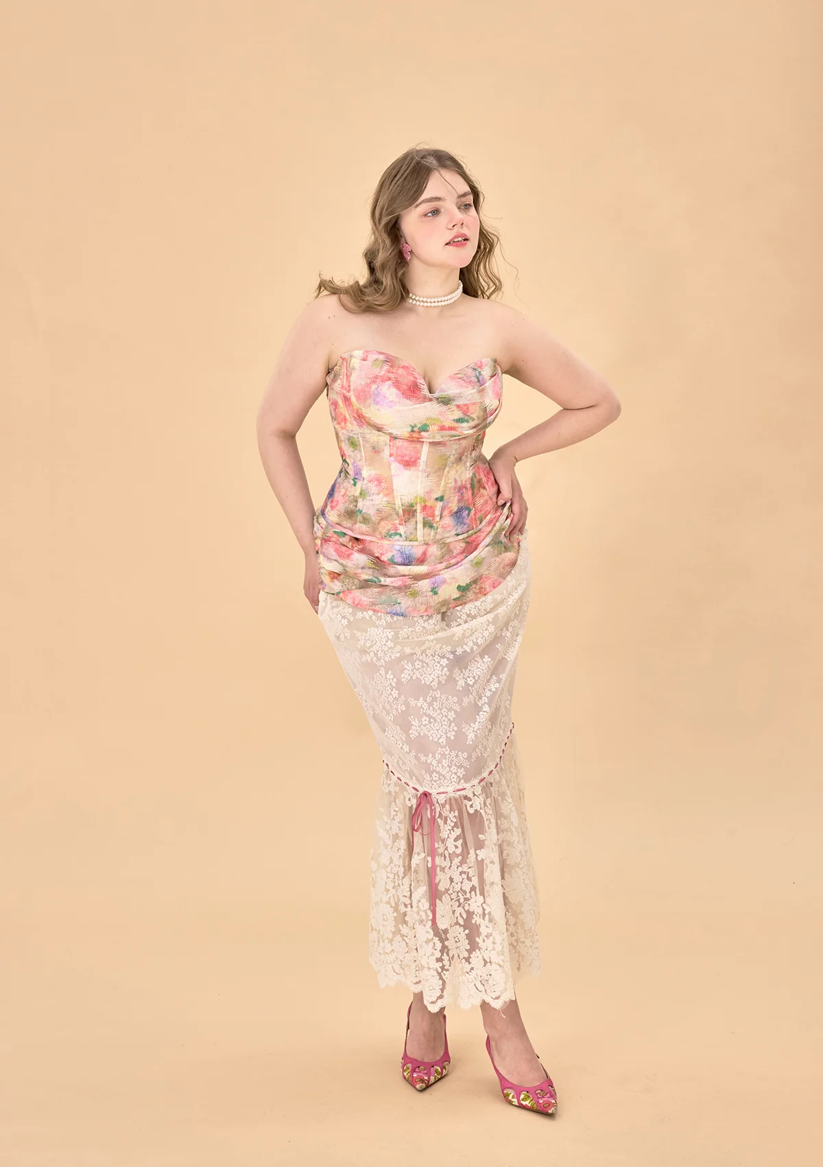 Curve & Plus Floral Mirror Skirt