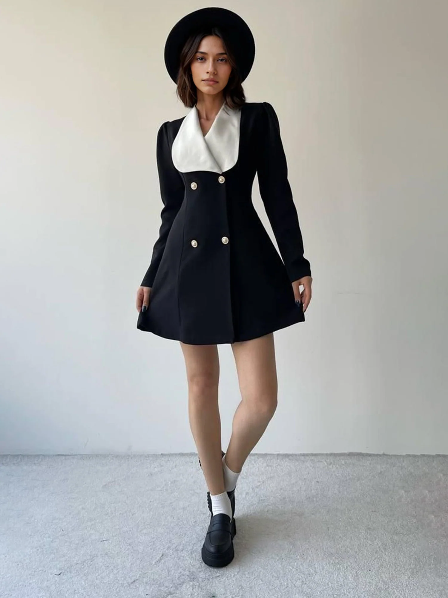 Chic Double-Breasted Button Mini Dress