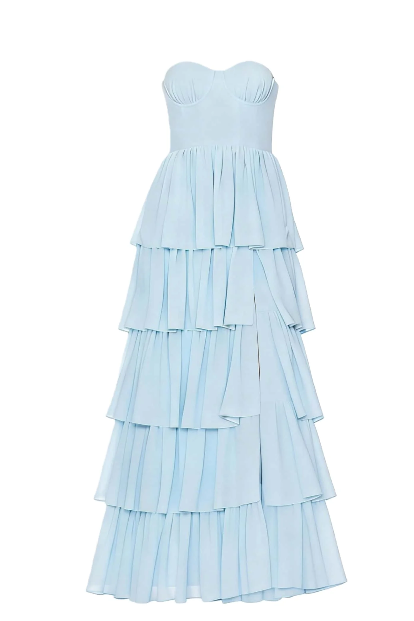 Light Blue Chiffon Sweetheart Ruffle Long Dress