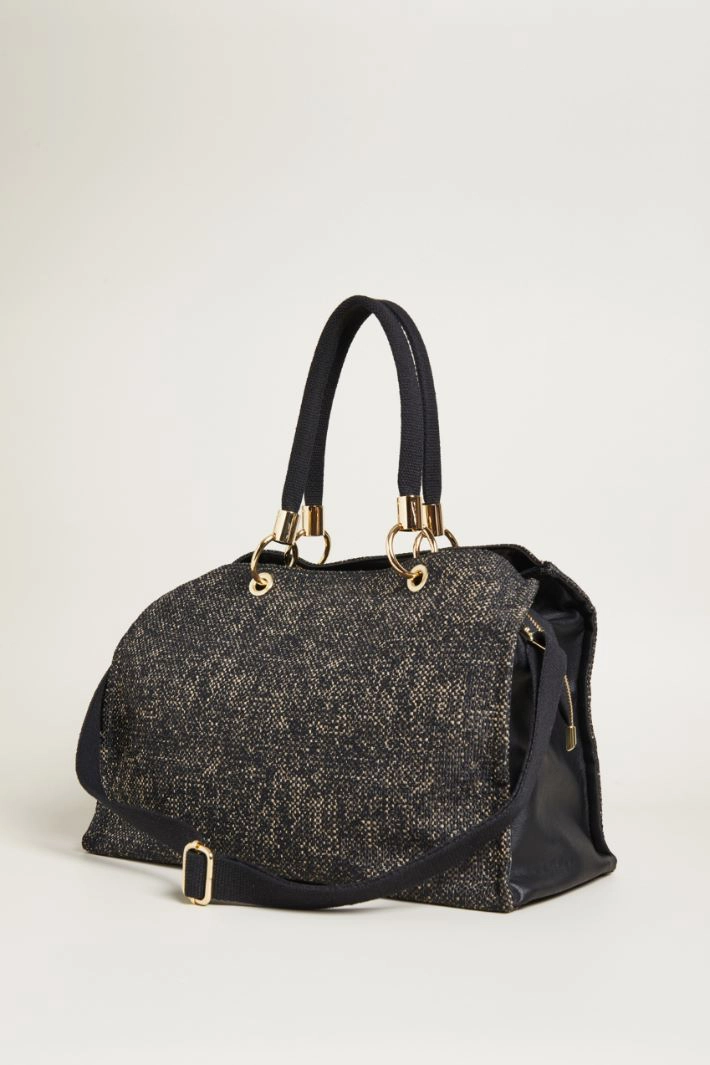 Bouclé effect Boston bag - BLACK