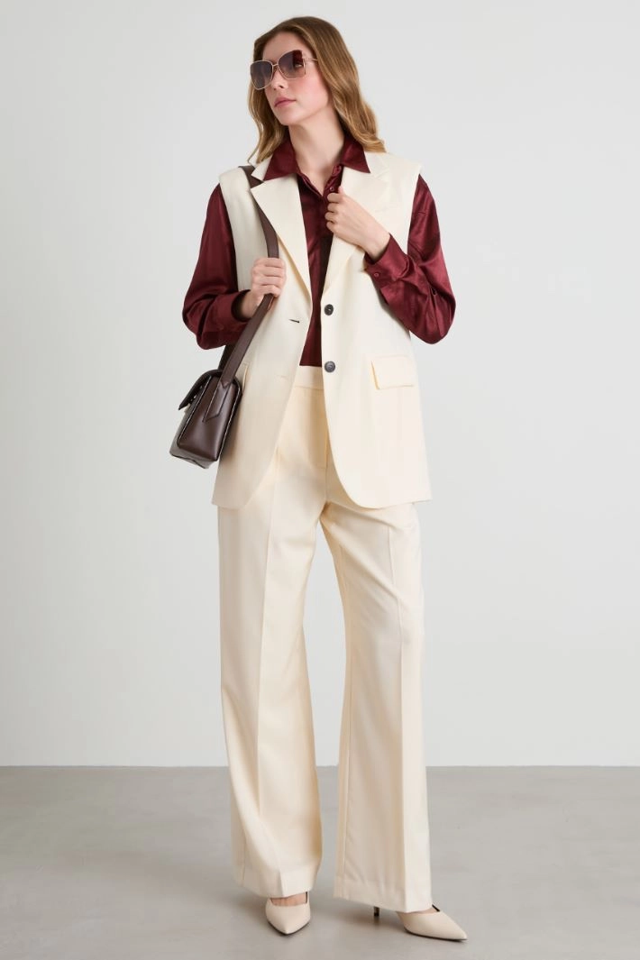 Woollen cloth gilet - IVORY