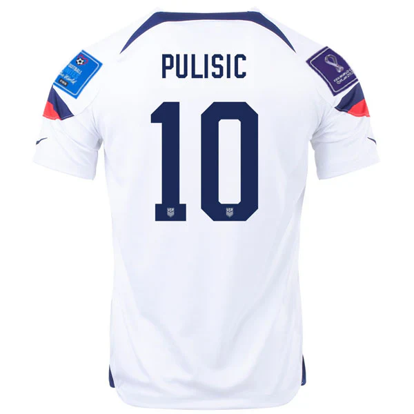 United States Christian Pulisic Home Jersey 22/23 w/ World Cup 2022 Patches (White/Loyal Blue)