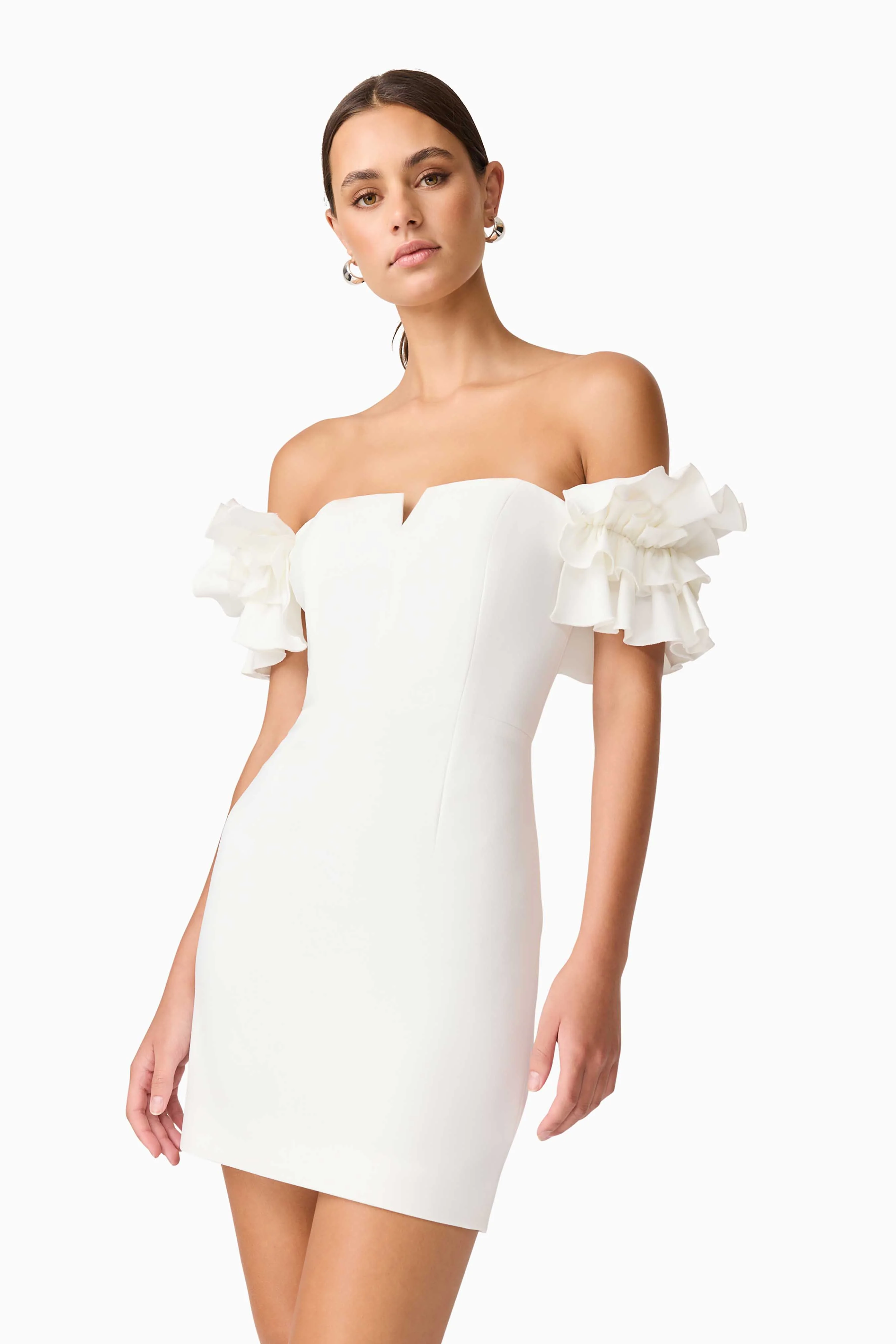 Nola Off The Shoulder Mini Dress in White