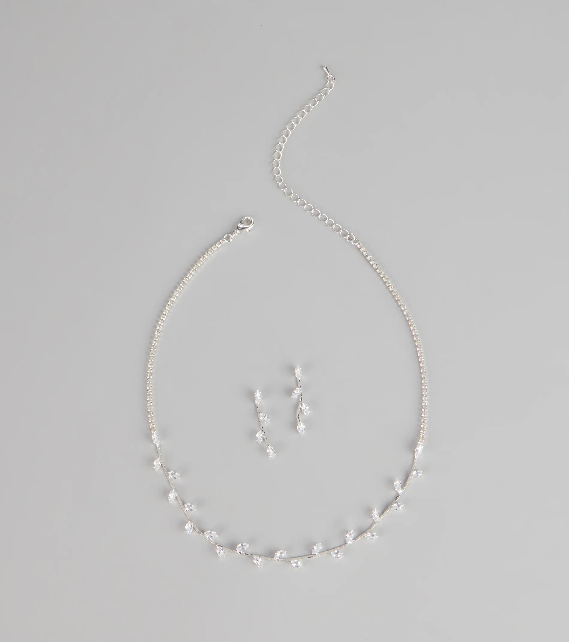 Dainty Shine Rhinestone Necklace And Earrings Set