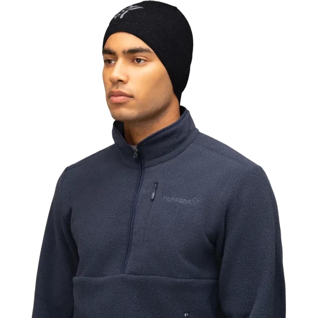 Norrona /29 light merinoUll logo Beanie - Caviar Melange