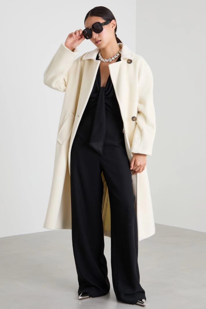 Coat with belt - CREAM