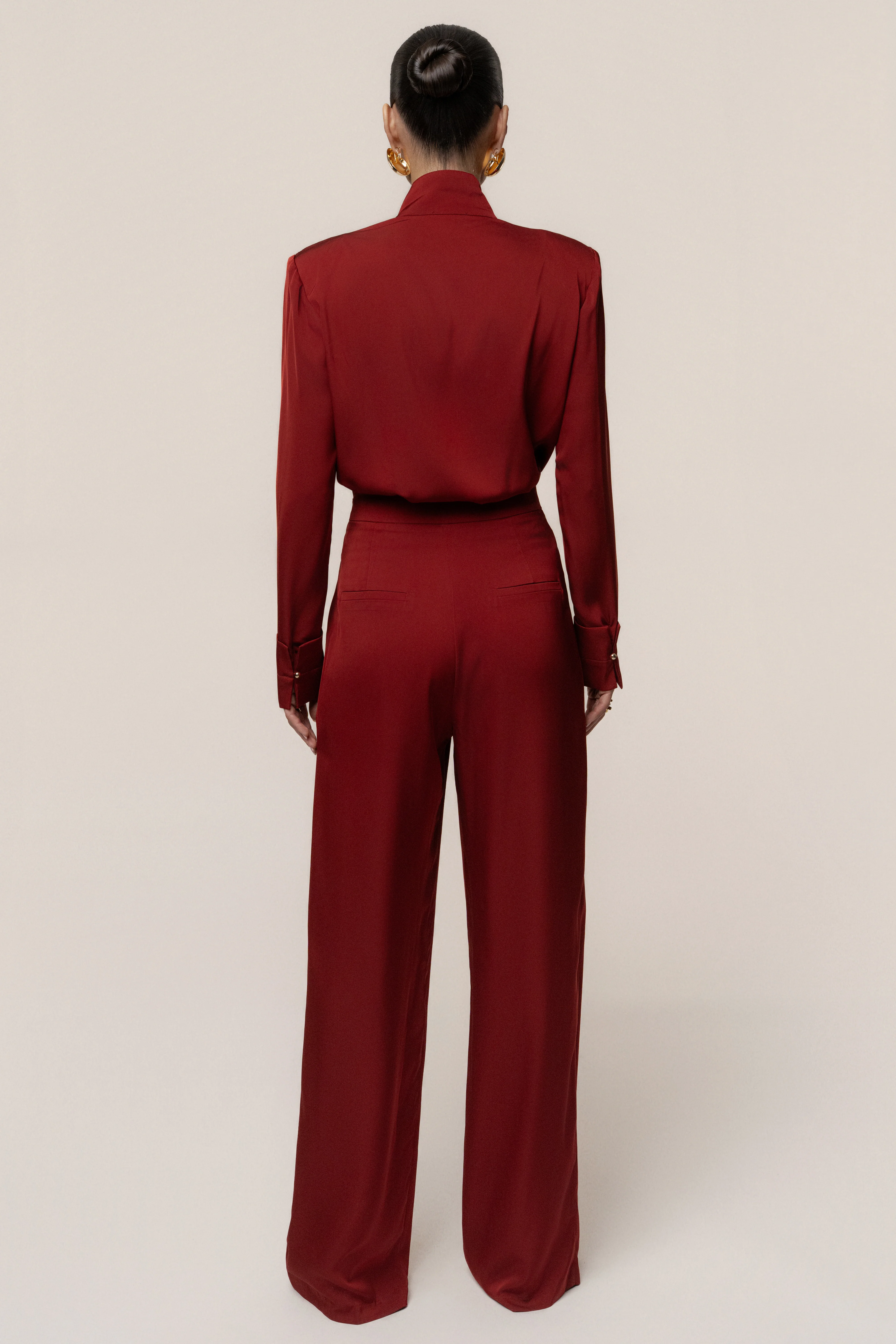 Burgundy Visionary Pleated Bodysuit