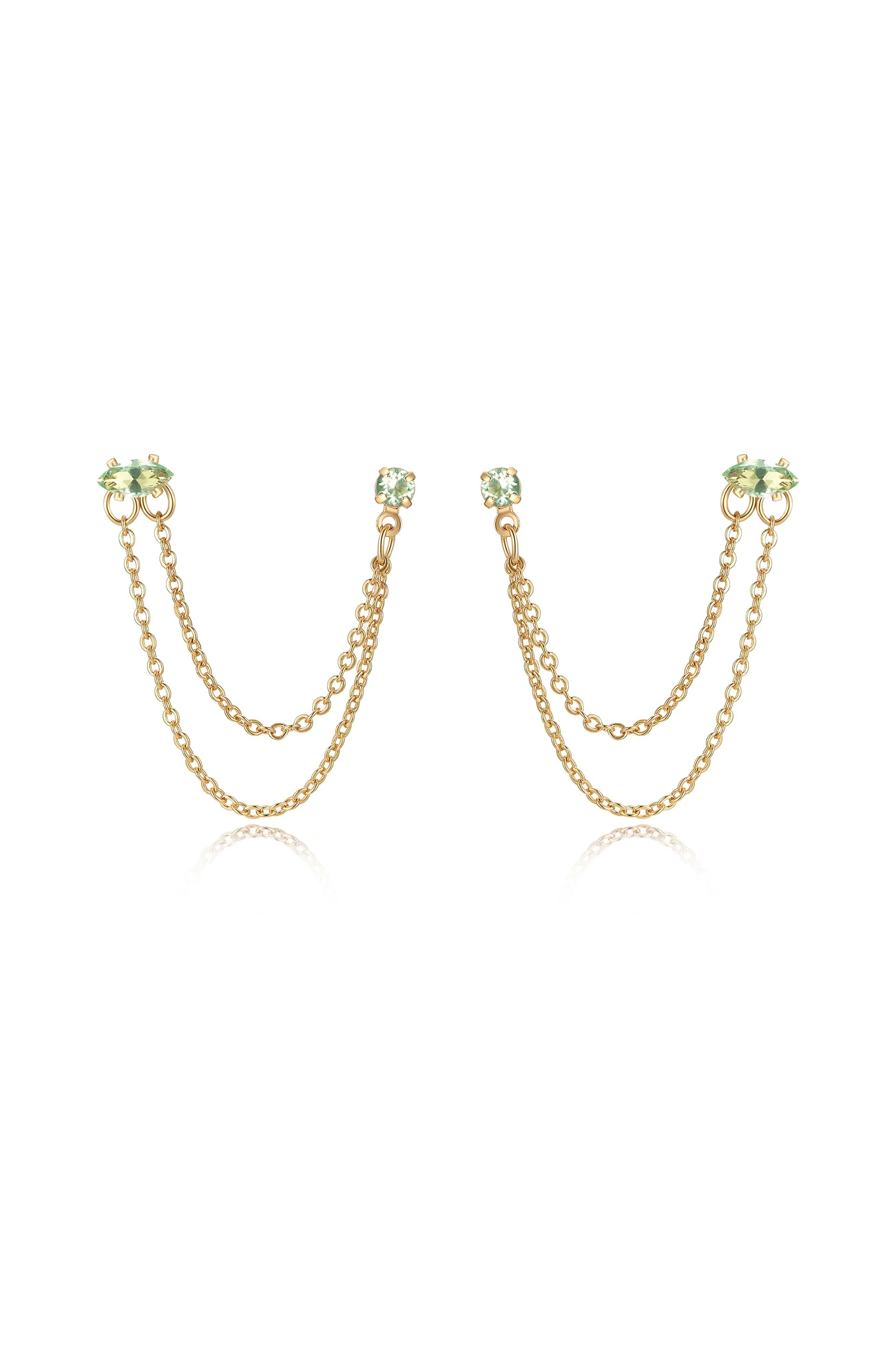 Double Piercing Chain Dangle Earrings