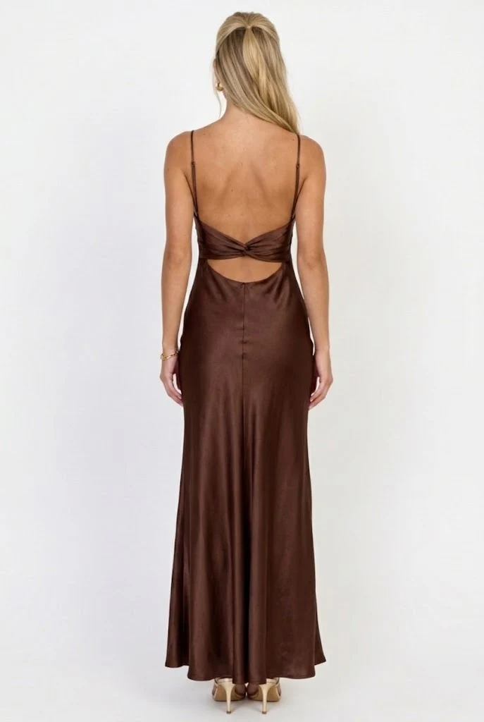 Nerida Twist Back Satin Maxi Dress