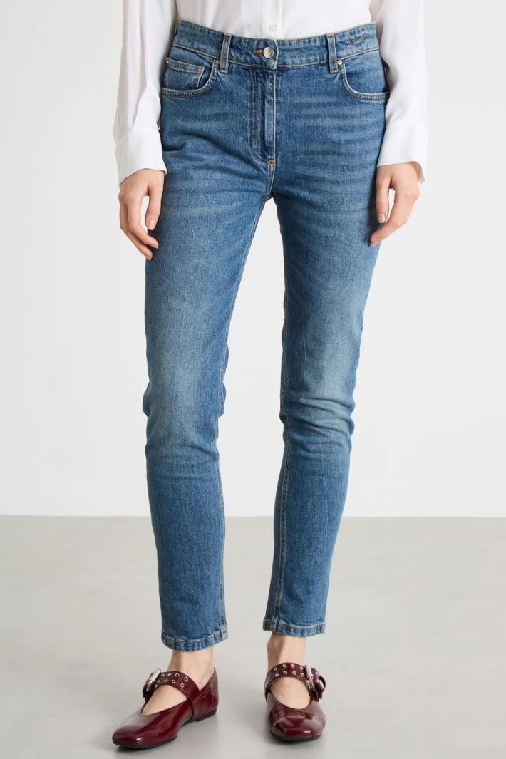 High-Waisted Skinny Jeans - BLUE