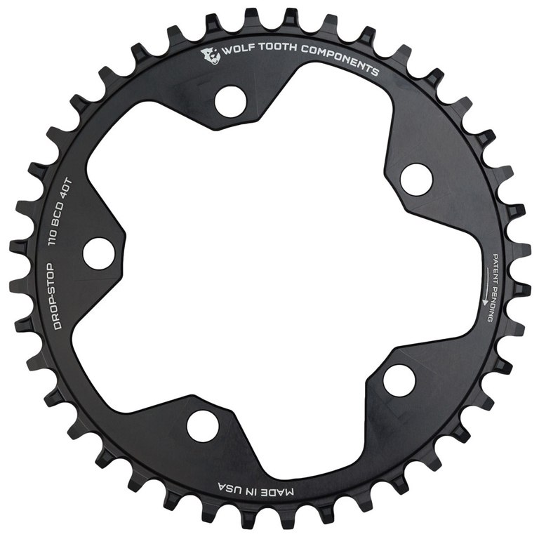 Wolf Tooth Single Road/Cyclocross Flattop Chainring 110mm - Drop Stop - black