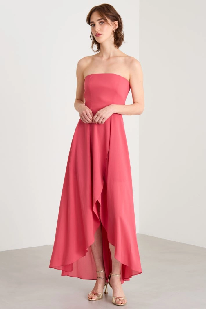 Asymmetrical georgette dress - STRAWBERRY PINK