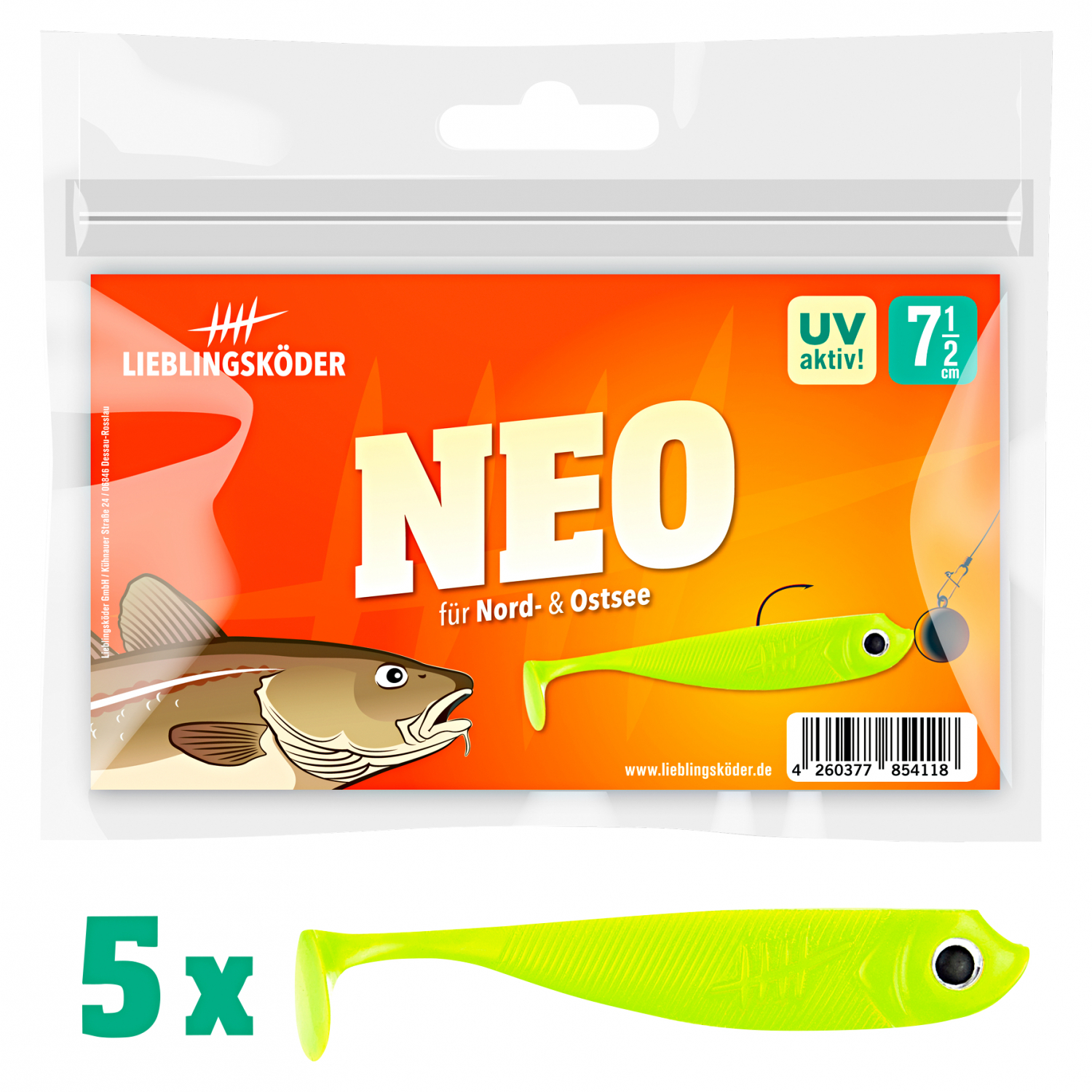 Lieblingsköder Shad Perch Bait (7.5 cm, Neo)