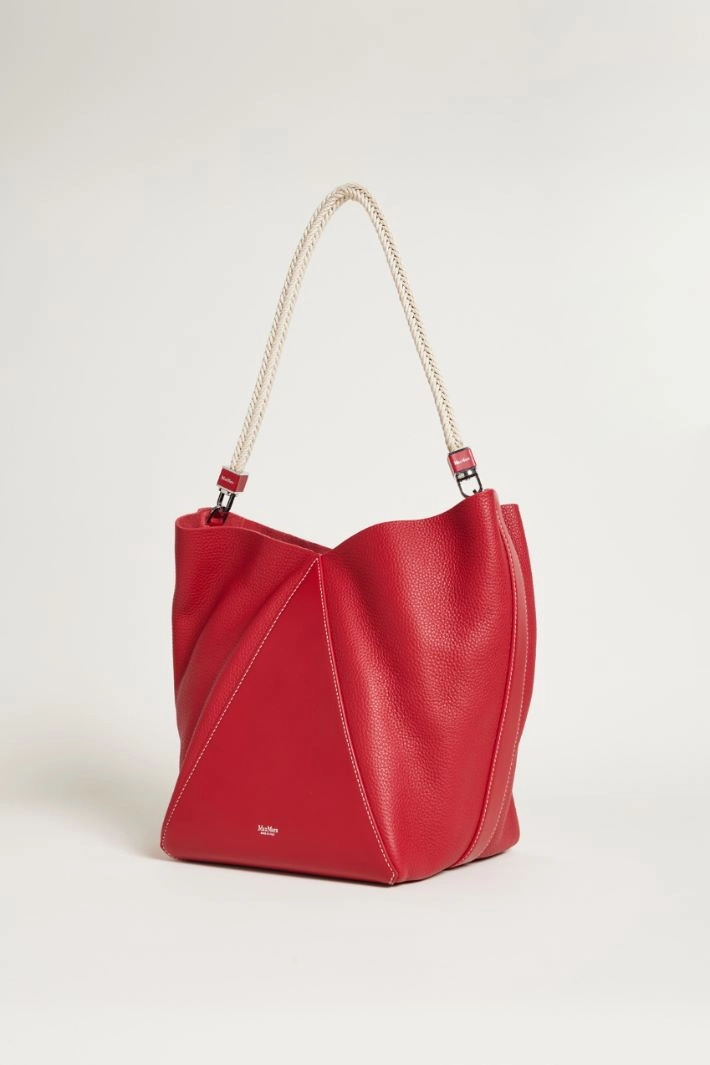 Large rope-handle bucket bag - RED