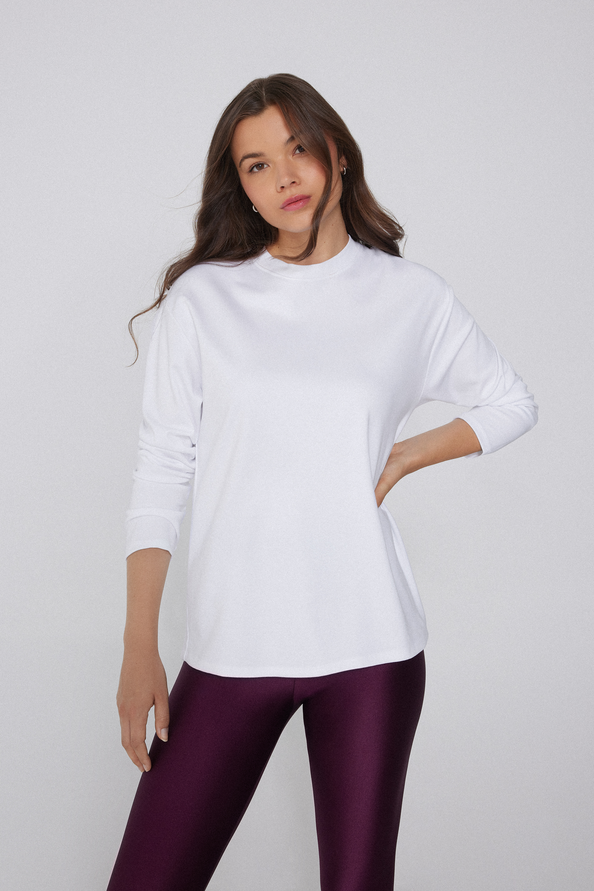 Medium Weight 100% Cotton Long Sleeve T-shirt with a Round Neckline