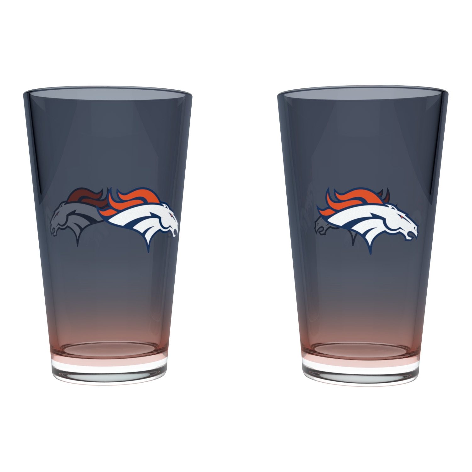 Denver Broncos Team Color NFL Pint Glass Set (2-Piece)