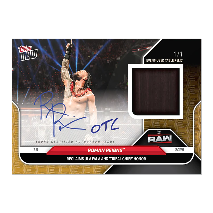 Roman Reigns - 2025 WWE Topps NOW® Card 2 - LOOK FOR AUTO-RELICS