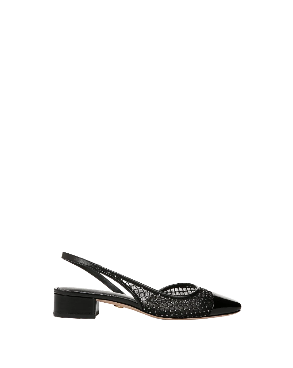 Cecile Rhinestone Mesh Cap-Toe Slingback