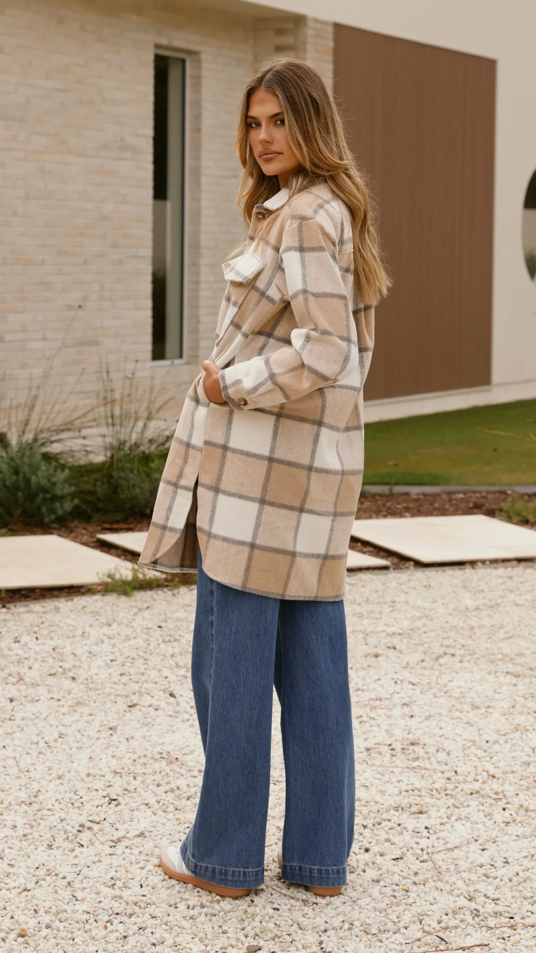 Saskia Jacket - Beige/Cream Check