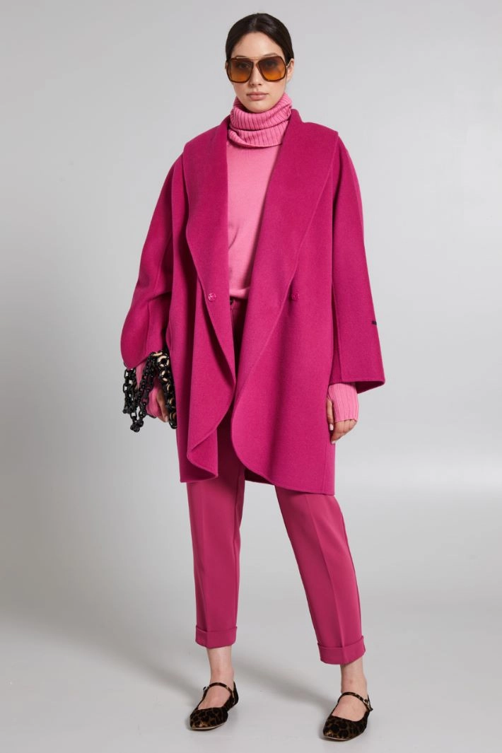 Egg-shaped double-faced coat - FUCHSIA