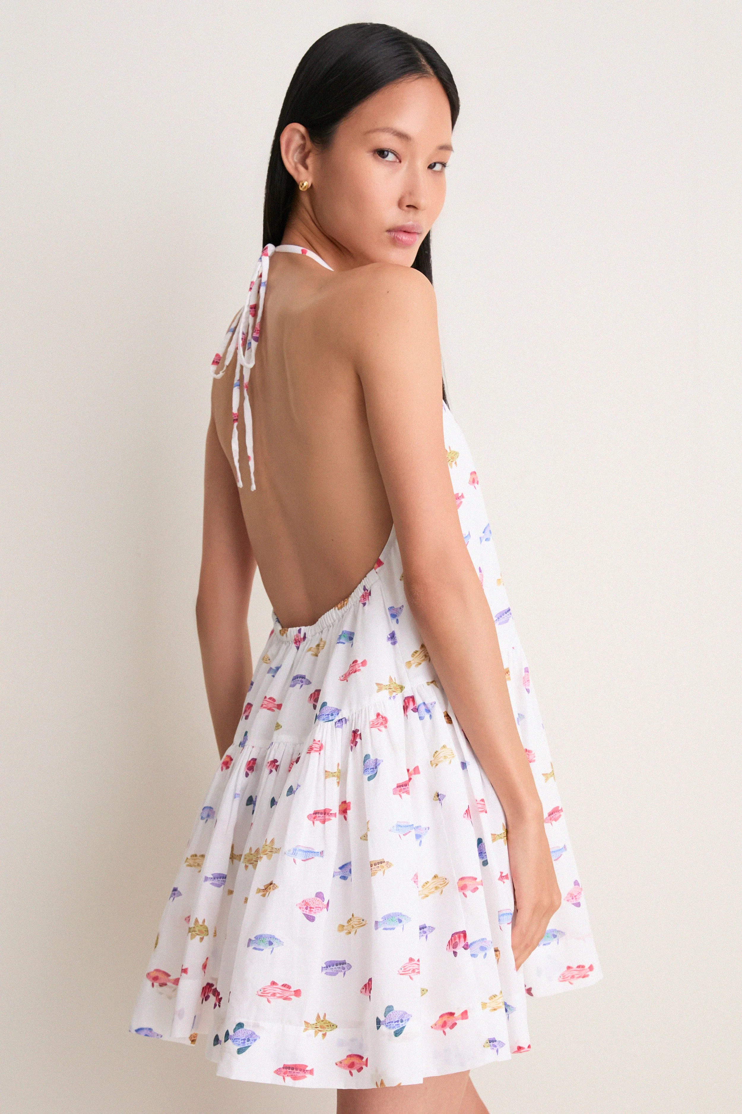 Rainbow Fish White Sol Tunic Dress