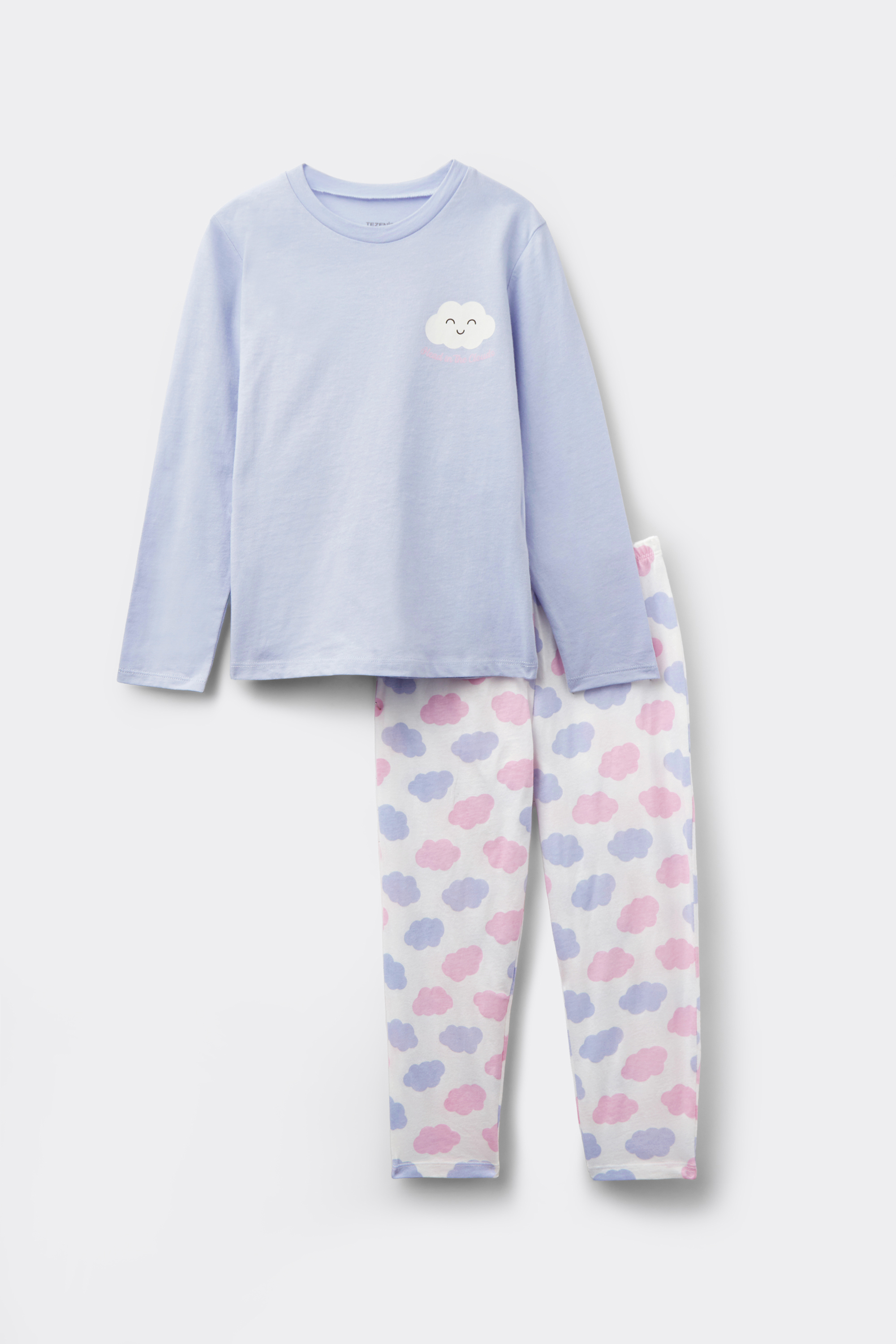 Girls’ Cloud Print Cotton Long Pyjamas