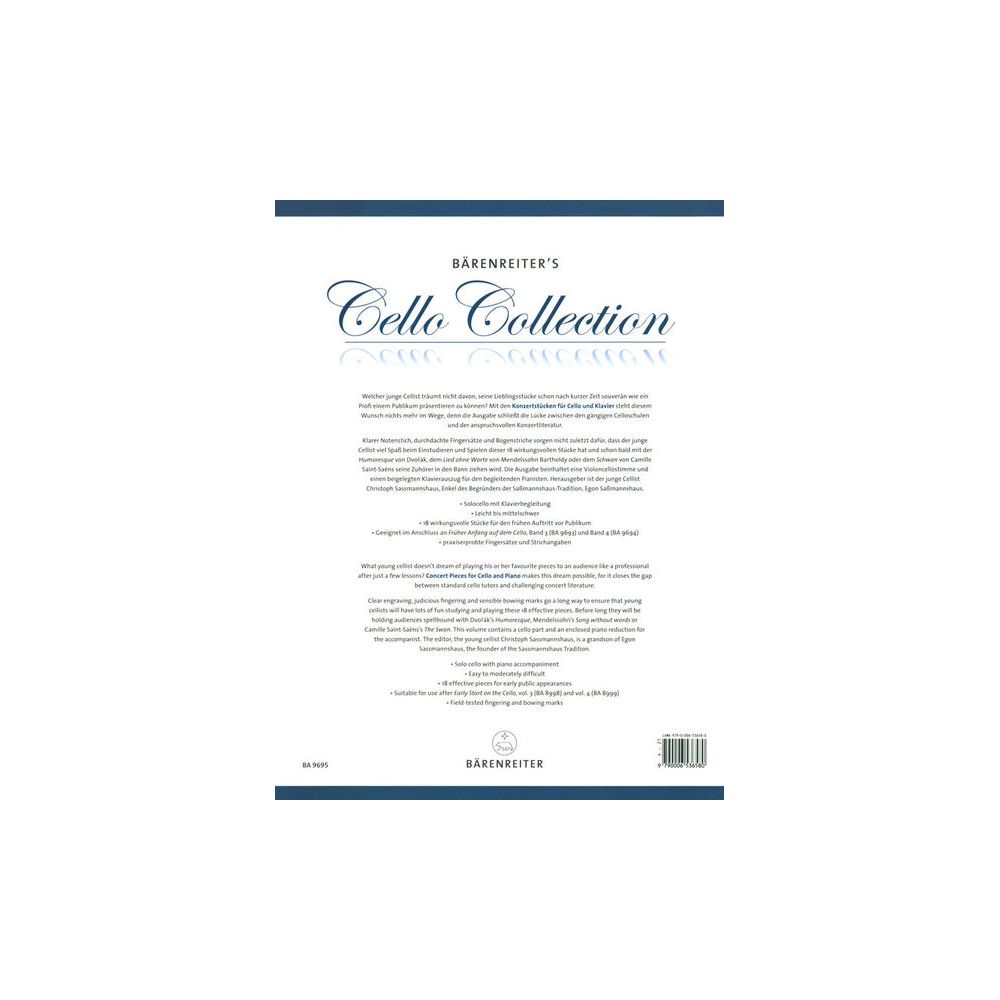 Bärenreiter Konzertstücke Cello – Thomann Ireland