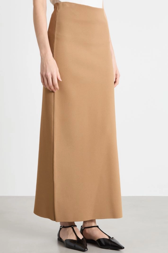 Elasticated-waist maxi skirt - CAMEL