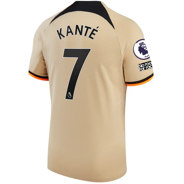 Chelsea N'Golo Kante Third Jersey w/ EPL + No Room For Racism + Club World Cup Patches 22/23 (Sesame/Black)