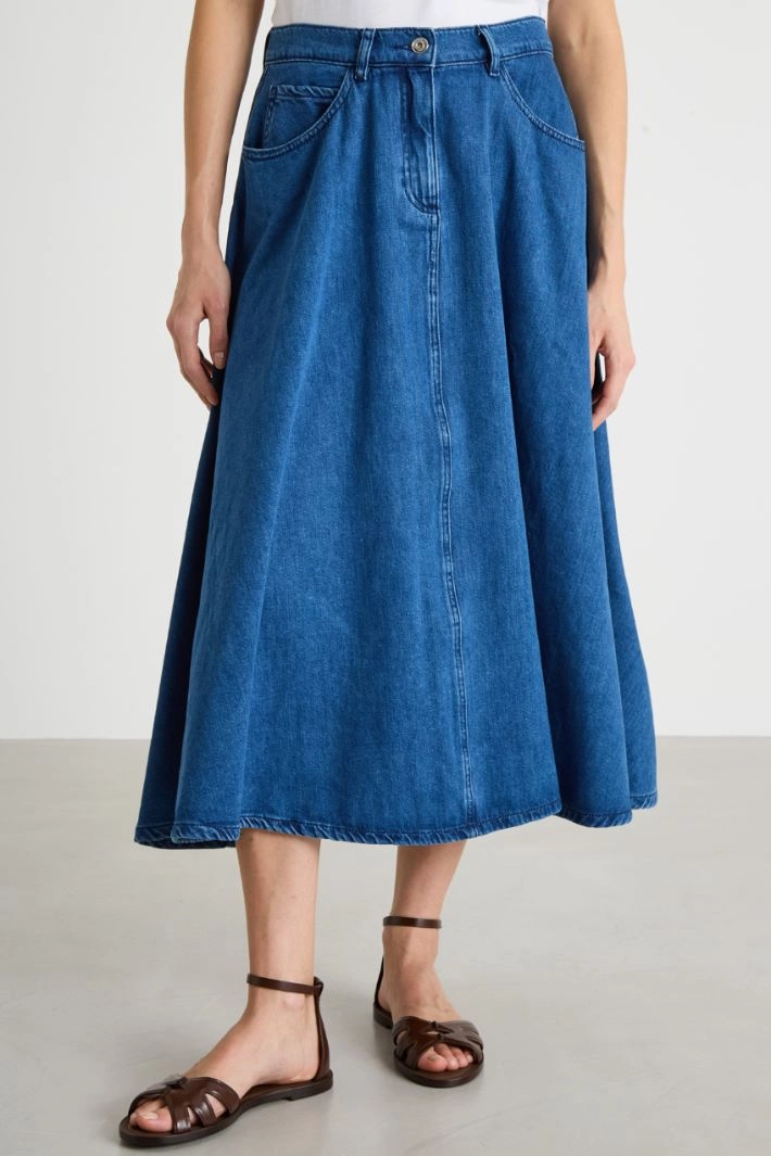 A-line denim skirt - BLUE