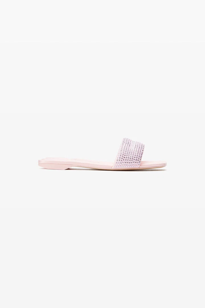 Black Satin & Crystal Hotfix Vy Sandals