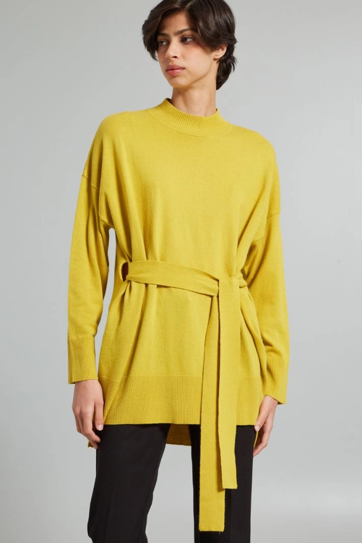 Belted sweater - YELLOW