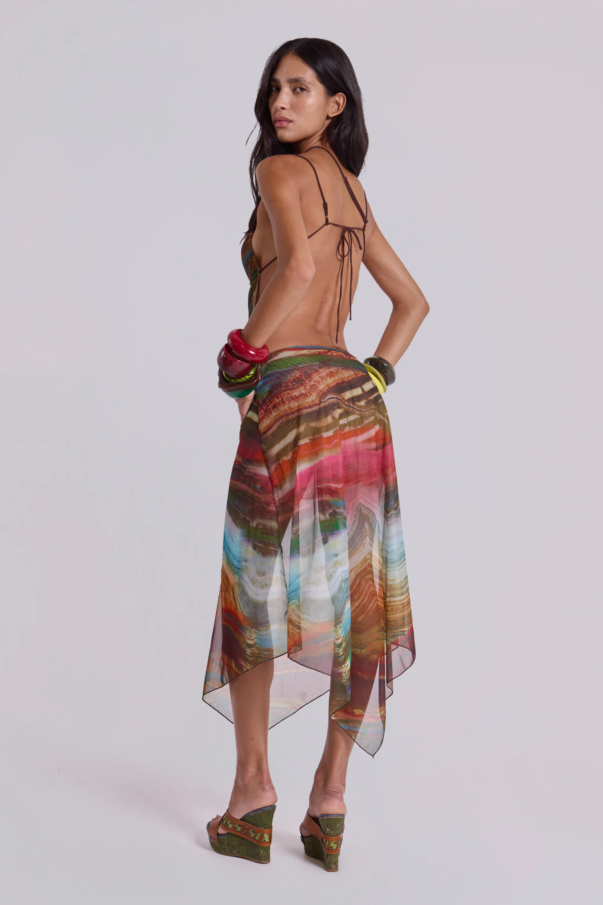 Kaia Midi Dress with Wooden Trims