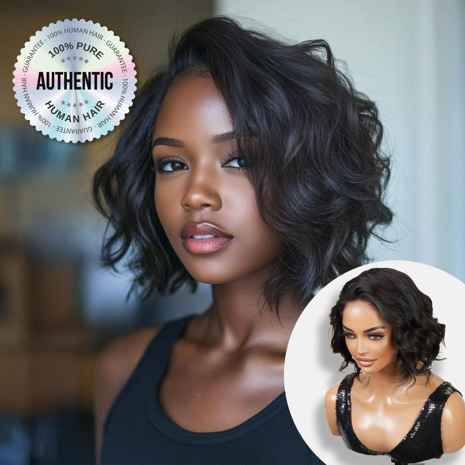 UpScale 100% Human Hair Wear and Go Pre Bleached Pre Cut Pre Plucked Glueless 5x5 Closure Wig Body Wave Bob 8