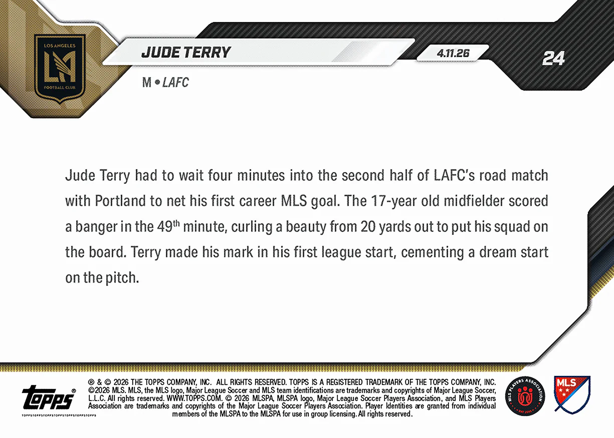 Jude Terry - 2026 MLS Topps NOW® - Card 24 - PR: 653