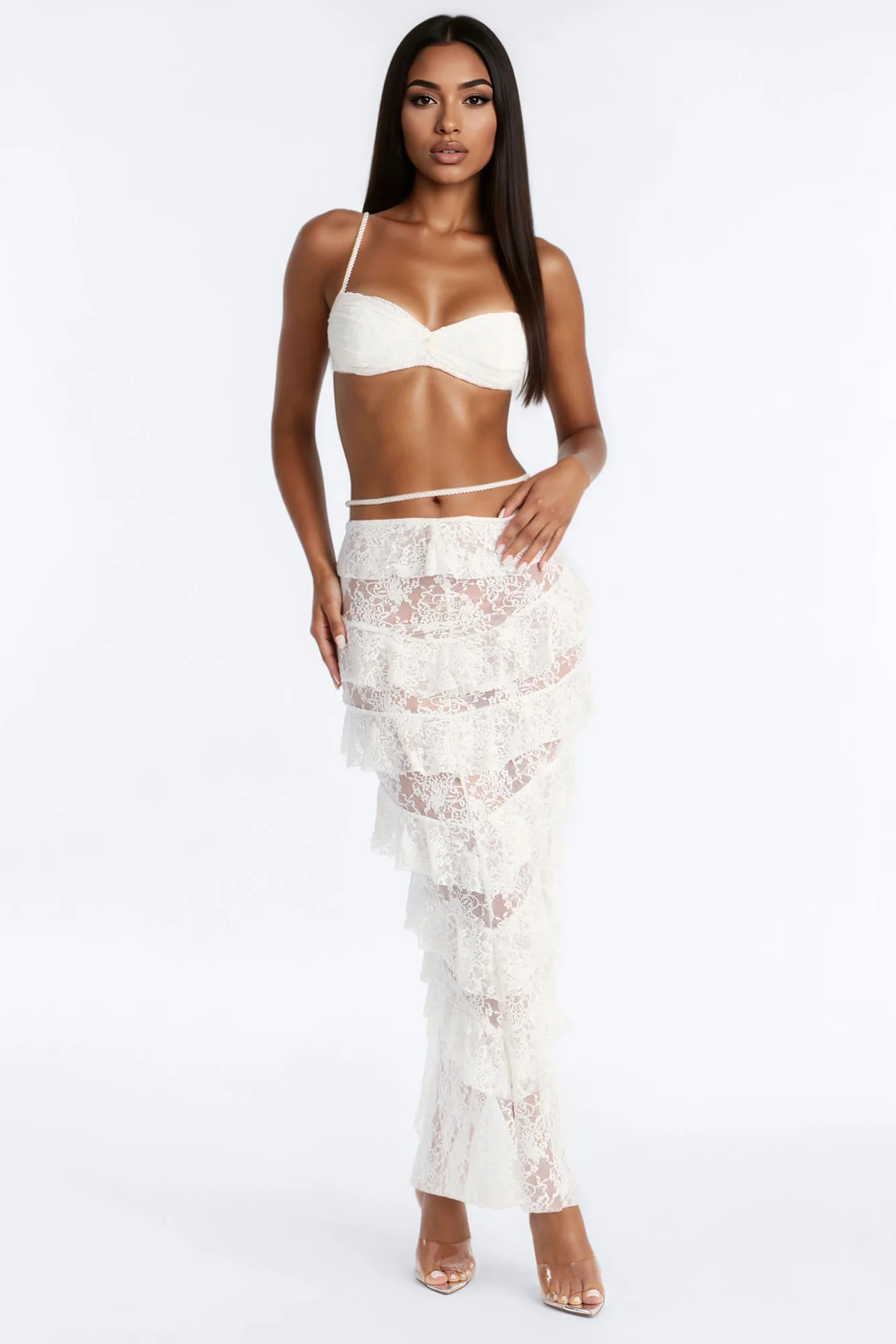 Still Daydreaming Bikini And Coverup Maxi Skirt - White