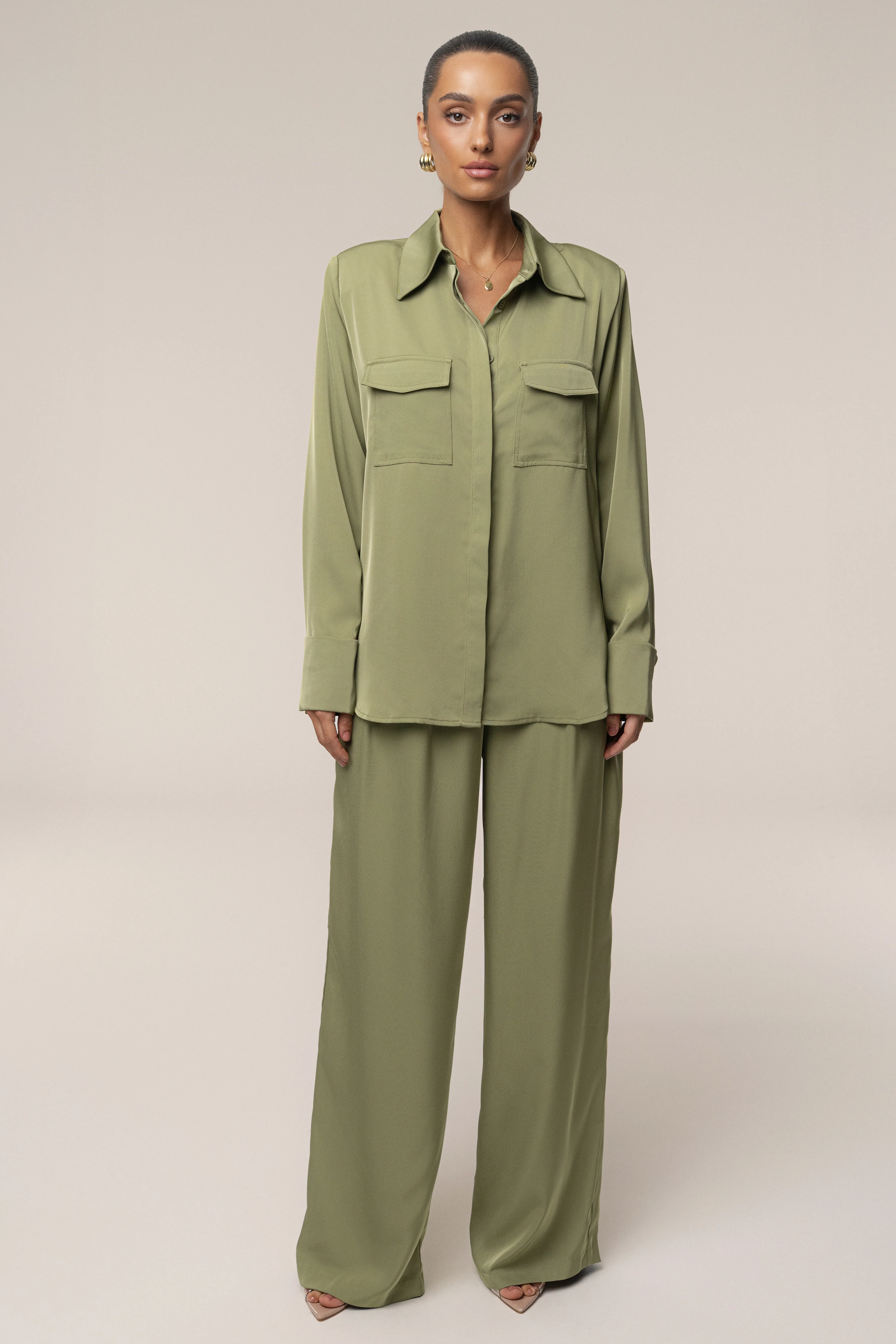 Olive Misty Button Up
