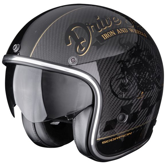 Scorpion Exo BELFAST EVO CARBON ZIPPY Jet Helmet - Black / YellowRef: SC1197