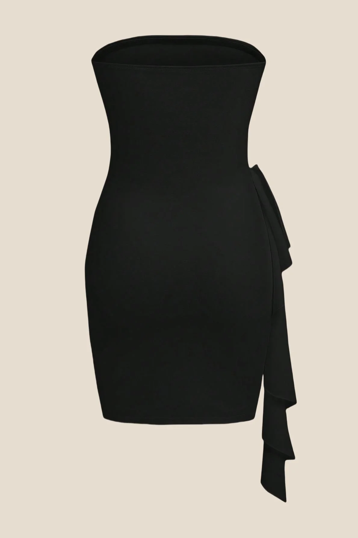 Strapless Black Bodycon Short Dress with Train