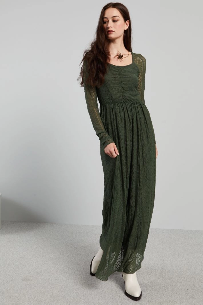 Long lace jersey dress - GREEN