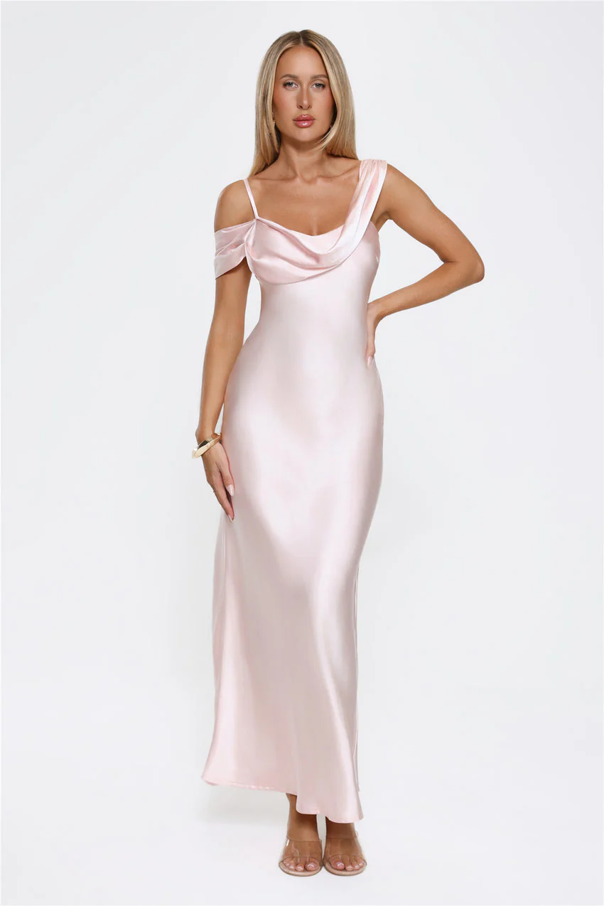 Glamorous Nights Satin Maxi Dress Pink
