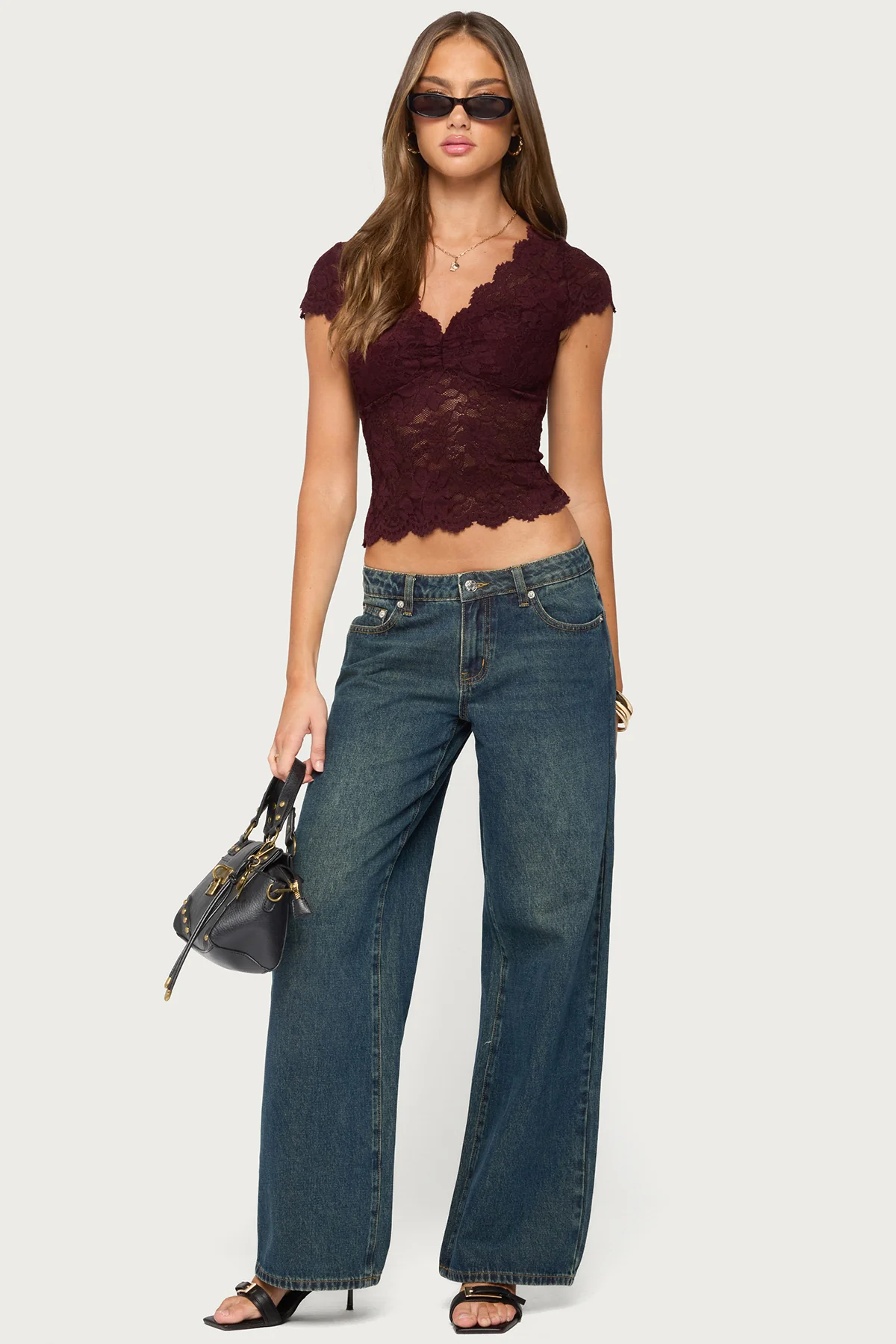 Elza Scalloped Sheer Lace Top