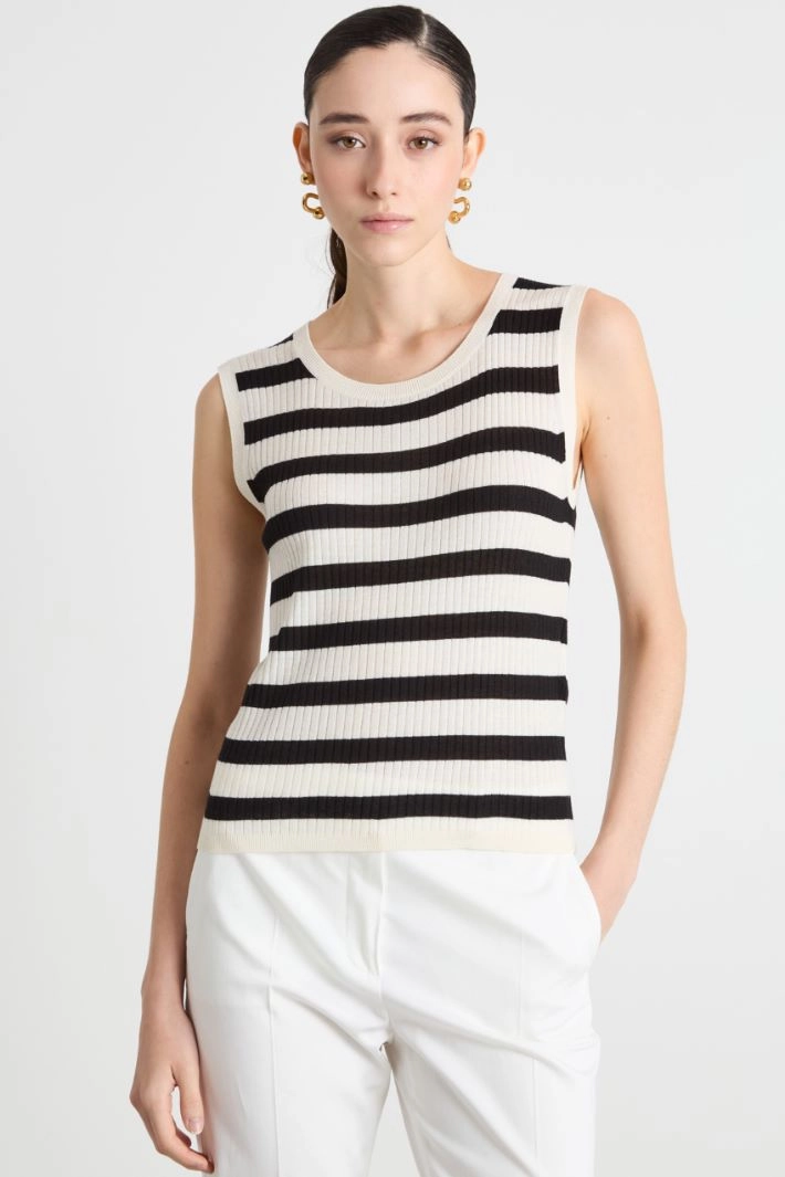 Knitted vest top - WHITE BLACK