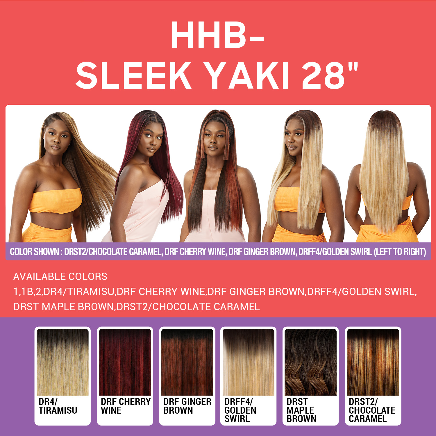Outre Human Hair Blend HD Lace Front Wig Airtied Glueless Fully Hand-Tied 13X6 HHB-Sleek Yaki 28
