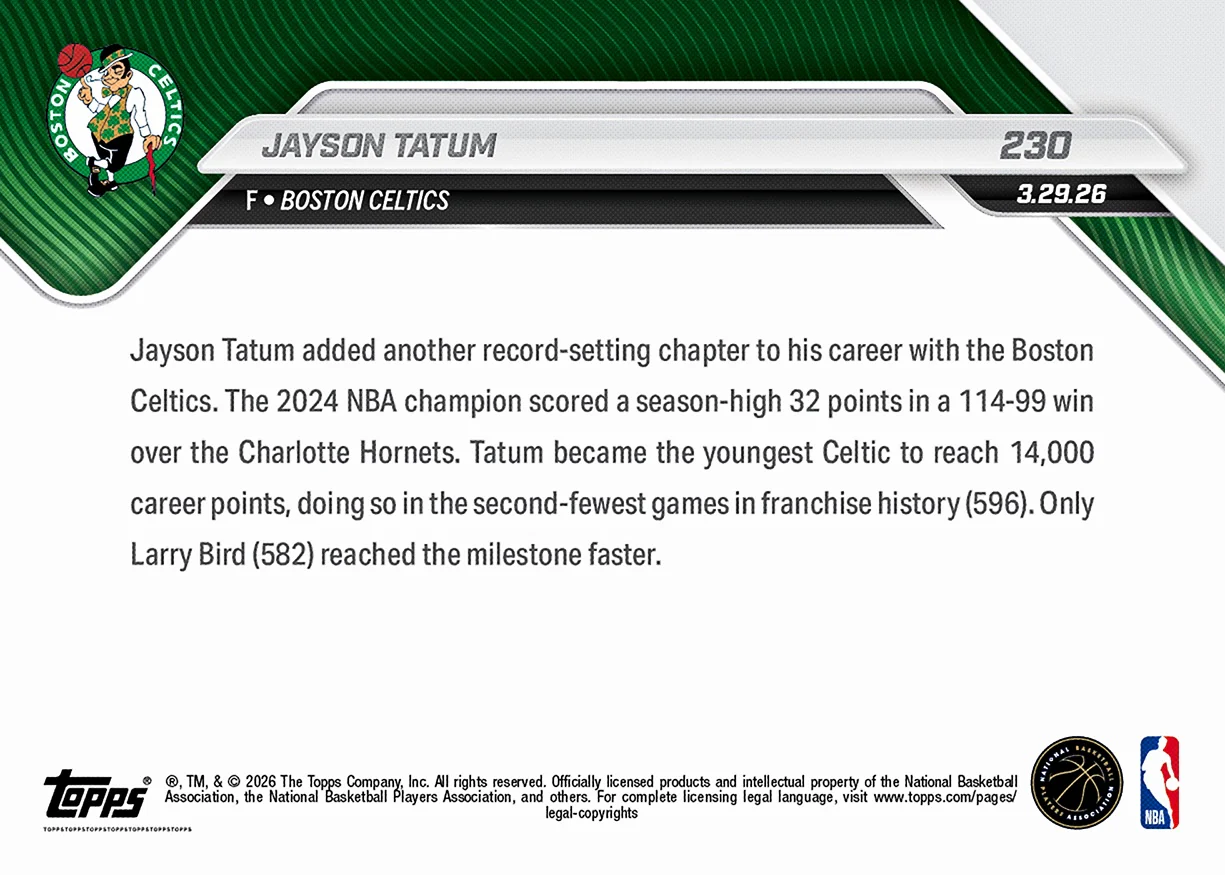 Jayson Tatum - 2025-26 NBA Topps NOW® - Card 230