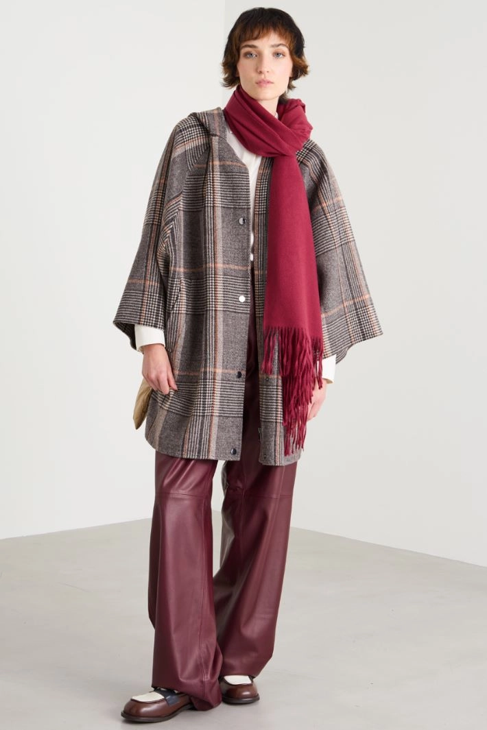 Wool and technical satin coat - GREY