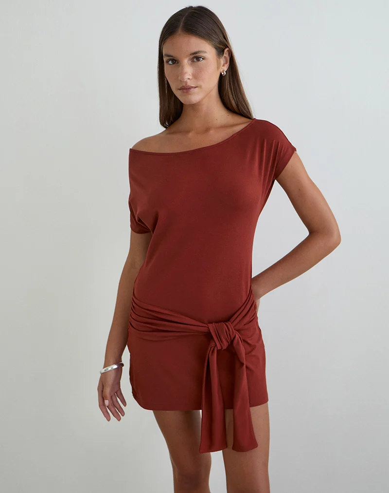 Genya Mini Dress in Jersey Fired Brick